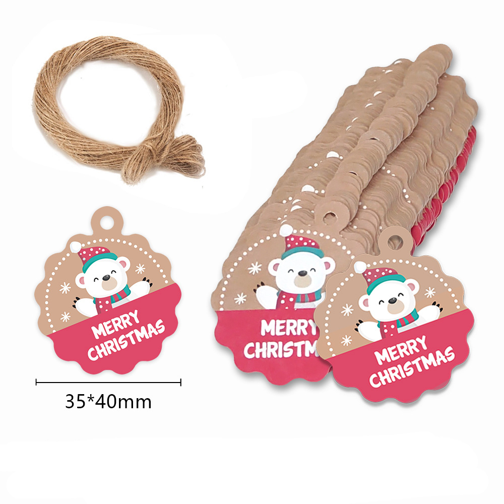 Kraft Hang Tag - メリークリスマスクラフト紙カードラベル、DIYハングタグ、santanowman装飾品、ギフト包装の装飾、100個