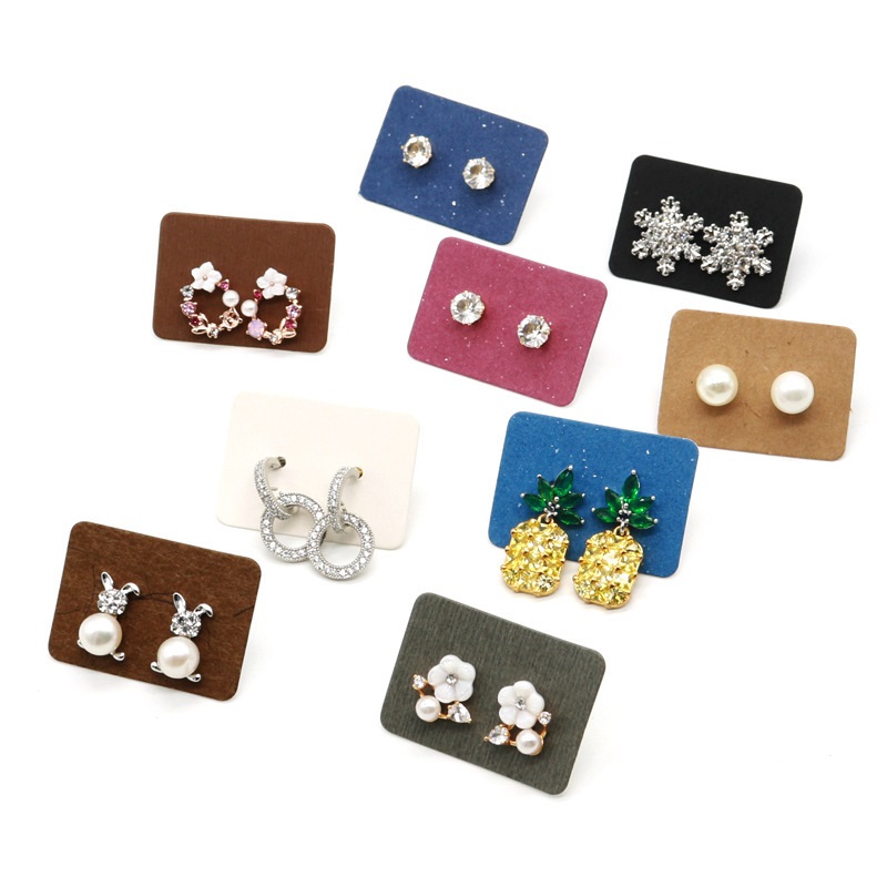 Kraft Hang Tag - クラフト紙の耳のスタッド、ハングタグ、ジュエリーディスプレイカード、イヤリング価格タグ、3.5x2.5cm、ロットあたり100個