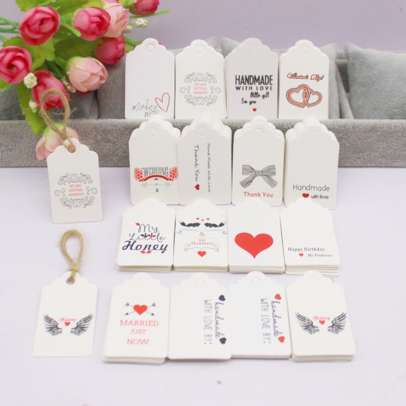 100 個 + 100 ストリング 3x5cm ホワイト/ク - Kraft Hang Tag のレビューと価格