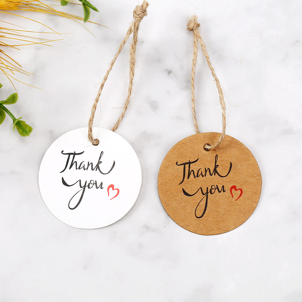 100 個ありがとうクラフト紙タグラベルラウンドラブハートウ - Kraft Hang Tag のレビューと価格