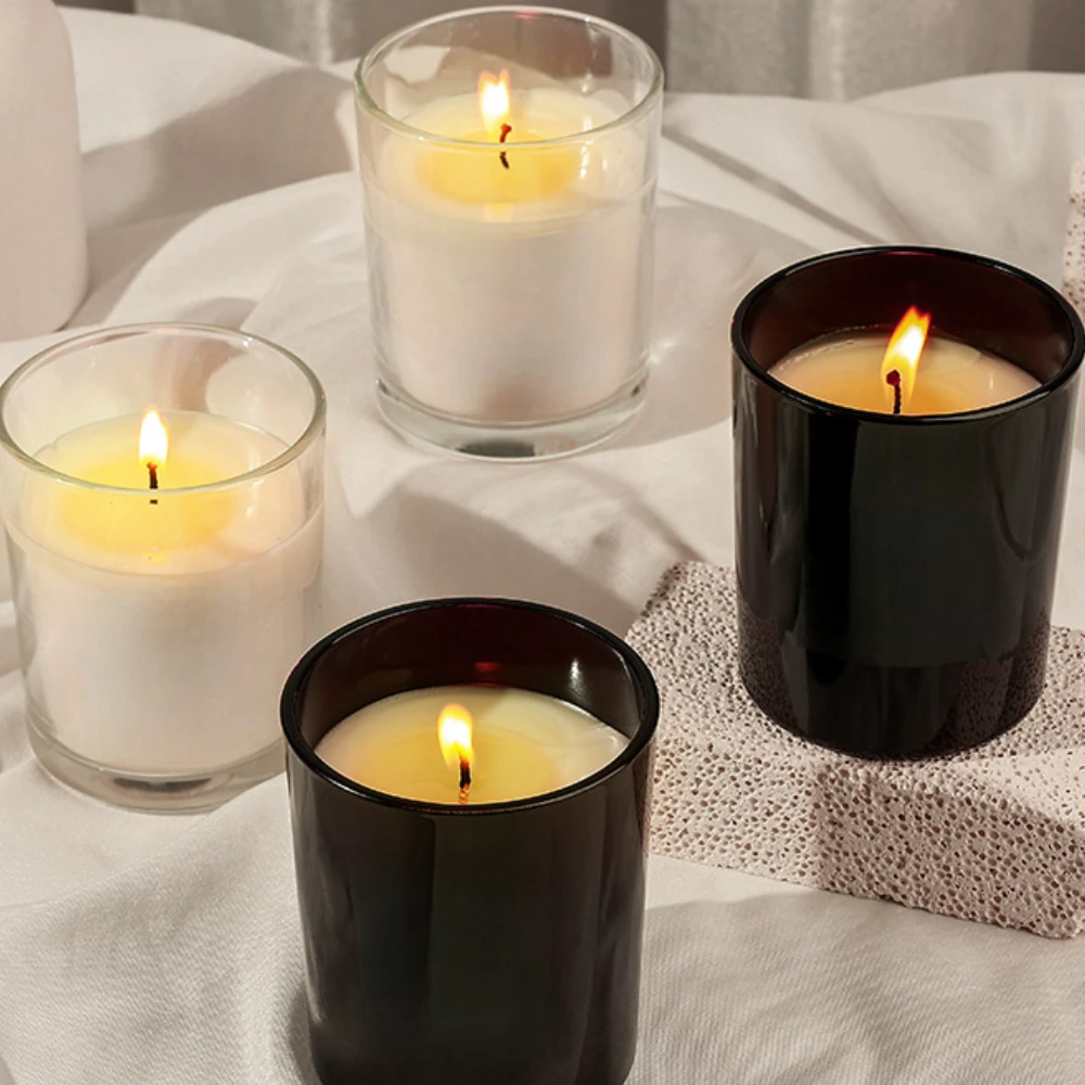 高級ガラスキャンドルジャーブラックホワイトガラスキャンドルホ - Candle Supplies Luxury のレビューと価格