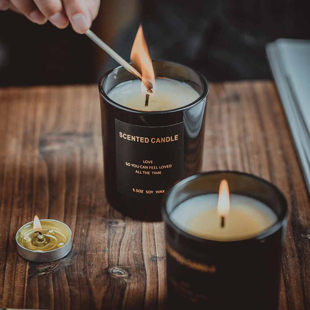 高級ガラスキャンドルジャーブラックホワイトガラスキャンドルホ - Candle Supplies Luxury のレビューと価格