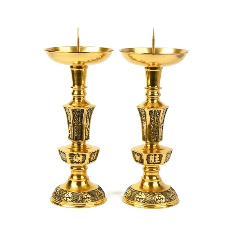 豪華で上品な真鍮製の燭台一対、寺院の装飾、仏具、結婚式の燭台 - Candle Supplies Luxury のレビューと価格